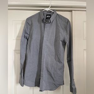Superdry Long Sleeve Button Up Shirt Black Gray